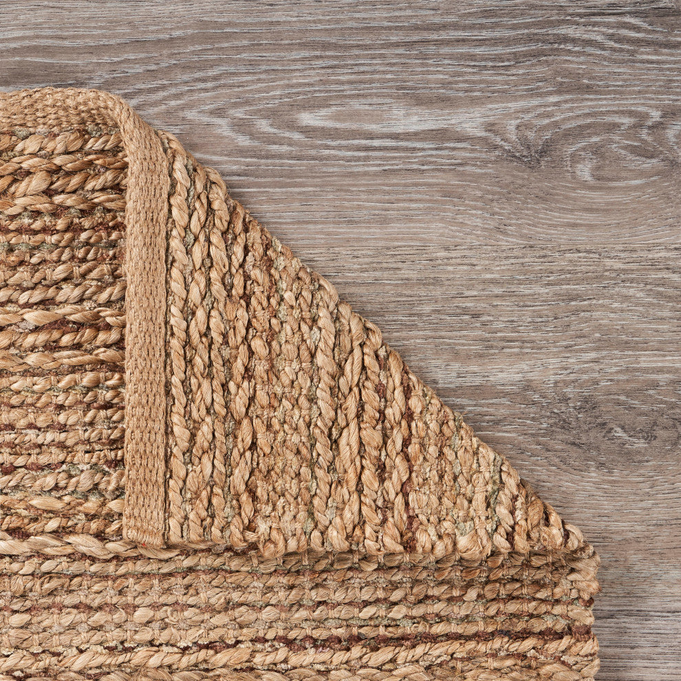 Traditional Brown Organic Jute Area Rug, 9'x12'