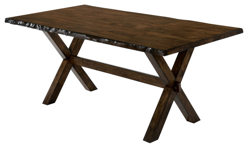 Benzara BM188384 Solid Wood Rectangular Dining Table With Trestle Base, Brown