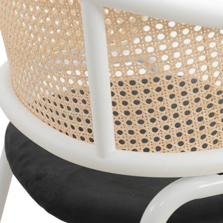 LeisureMod Ervilla Dining Armchair With White Steel Base, Black