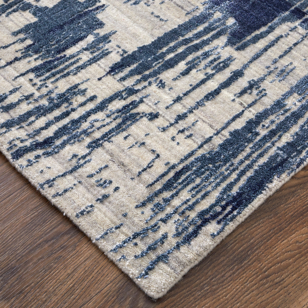 Kinton Modern Abstract, Blue/Ivory, 2'6"x14' Runner