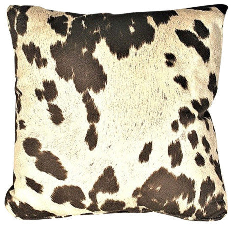 Cowhide Brown Animal Fur Decorative Throw Pillow, 18"x18"