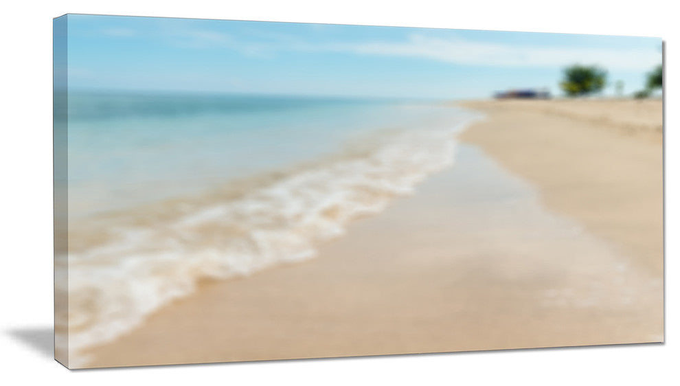 "Tropical Island Beach Waves" Modern Seascape Canvas Artwork, 32"x16"