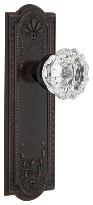 Meadows Plate Privacy Crystal Glass Knob, Timeless Bronze