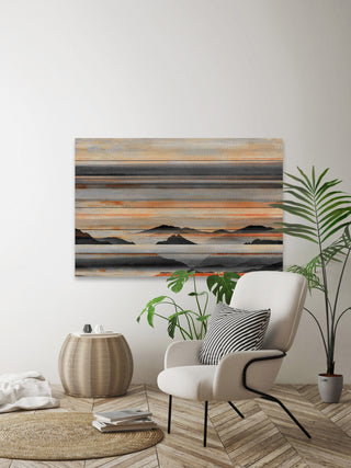 "Desert Mountains" Painting Print on White Wood, 45"x30"