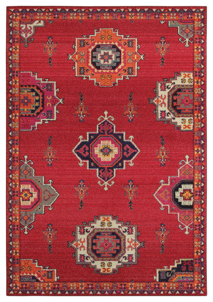 Oriental Weavers Bohemian Pink/ Orange Floral Indoor Area Rug 3'10"X5'5"