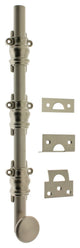 Genuine Solid Brass 12" Ornamental Bolt, Satin Nickel