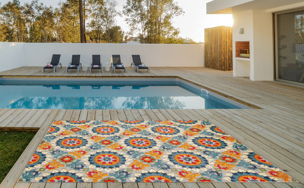 KAS Calla 6931 Ivory/Multi Manor Area Rug, 7'10"x9'10"
