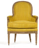 Sebastian Club Chair, Dry Natural Finish, Yellow Raw Silk