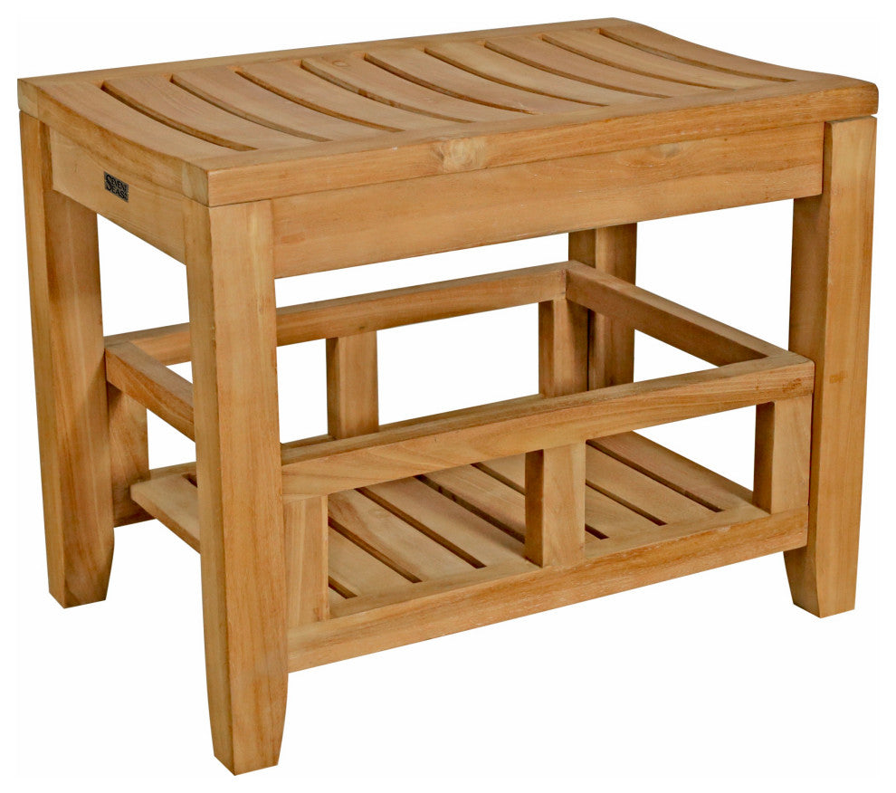 Seven Seas Teak Shower Stool With Shelf
