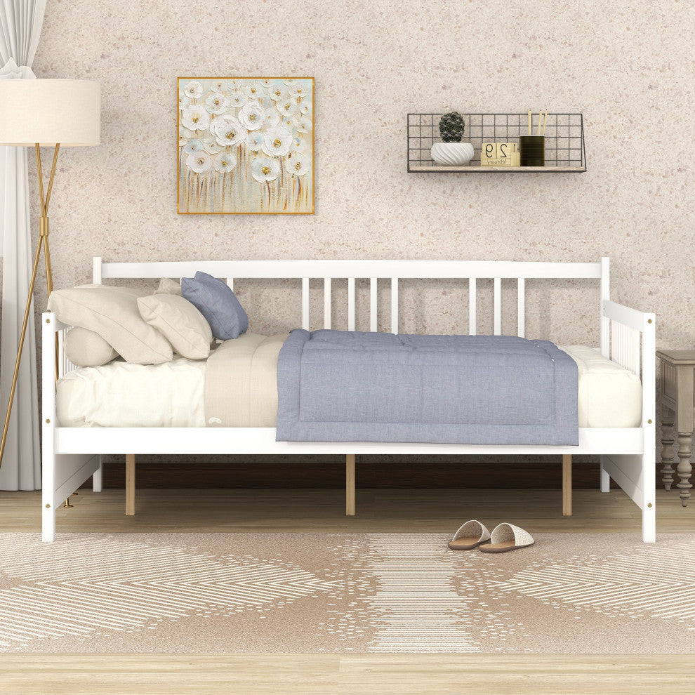 Gewnee Full Size Wood Daybed with Slat Support,White