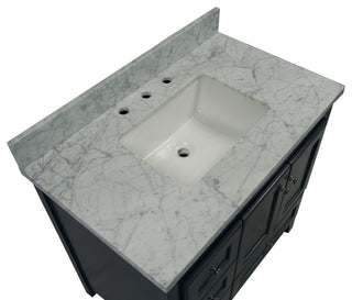 Abbey 36" Bathroom Vanity, Marine Gray, Carrara Marble