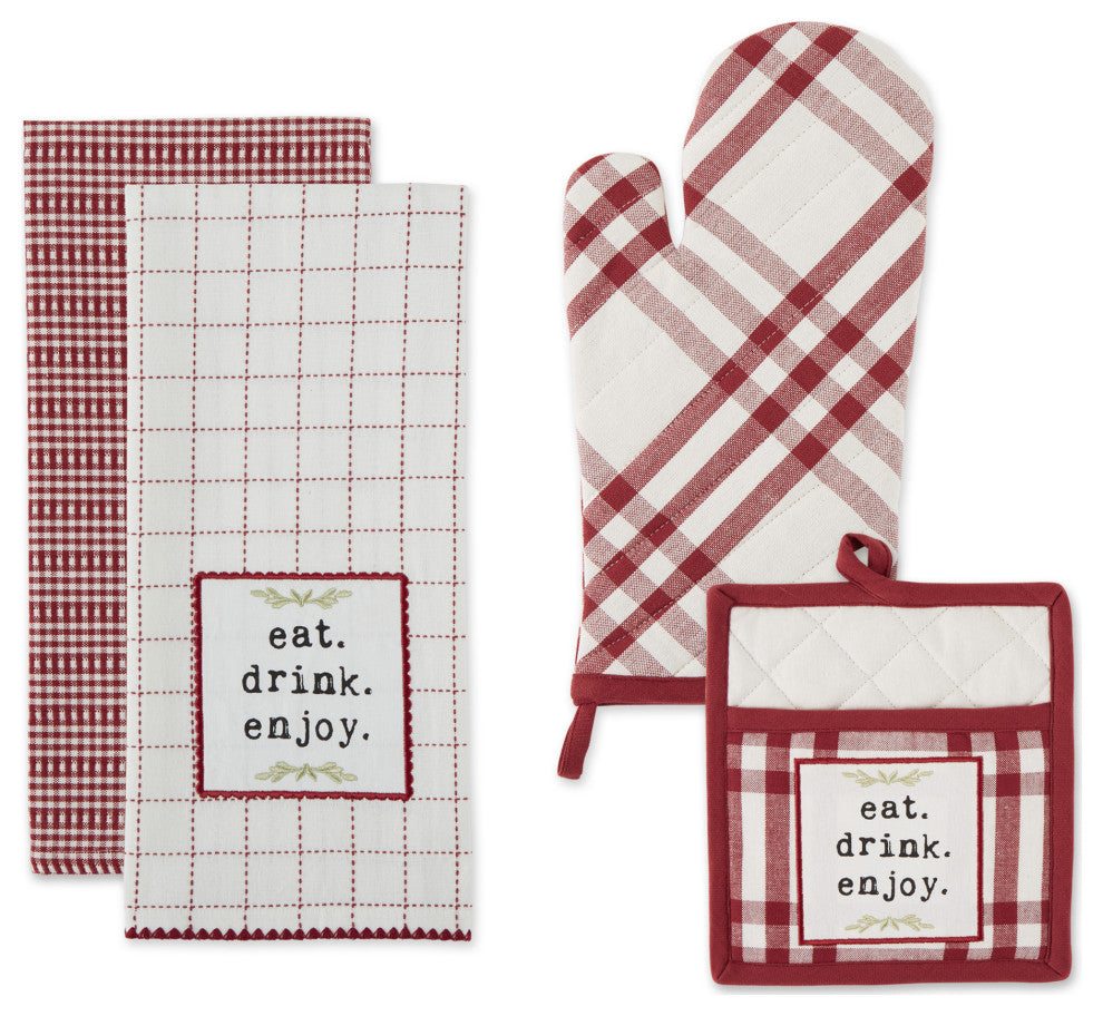 Barn Red Home Sweet Farmhouse Kitchen (Set of 4)