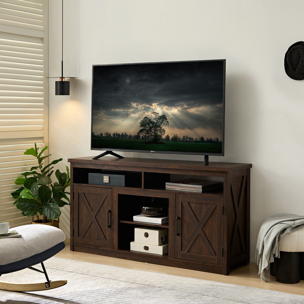 Gewnee Farmhouse TV Media Stand, Espresso