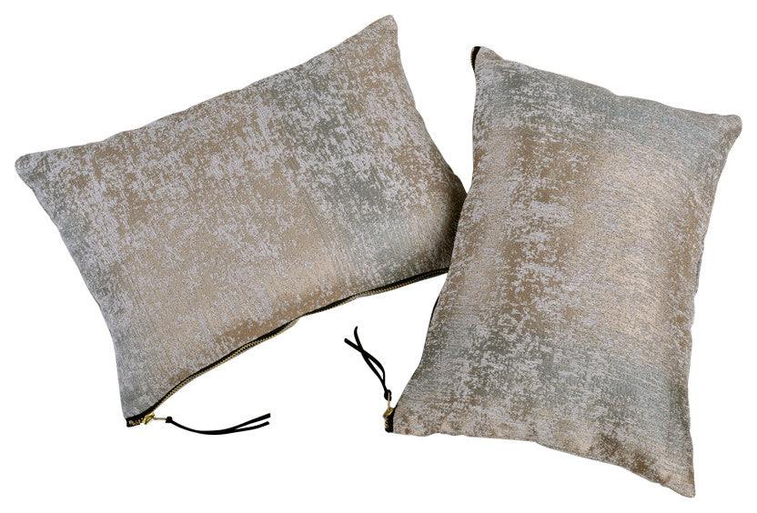 Jacquard Chenille Big Zipper Pillow Cover Set, Taupe / Khaki, 2 Piece, 14"x26"