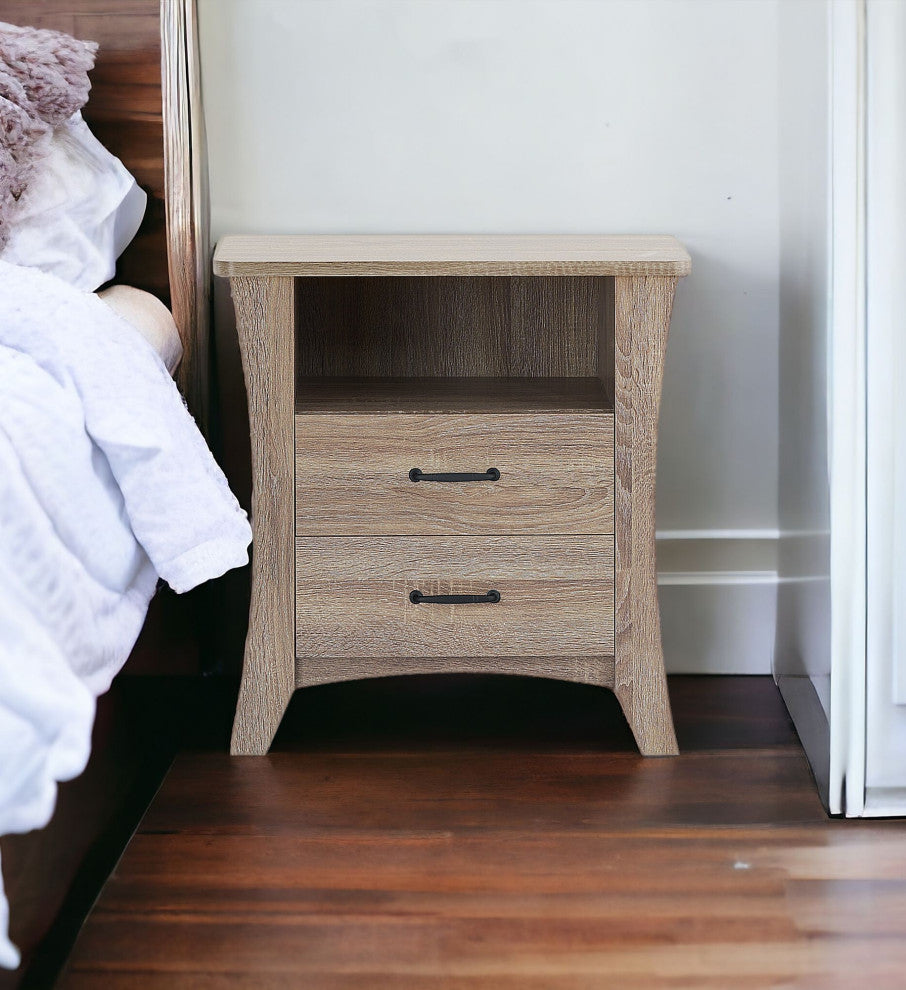 Updated Rustic Natural Wood Finish Nightstand