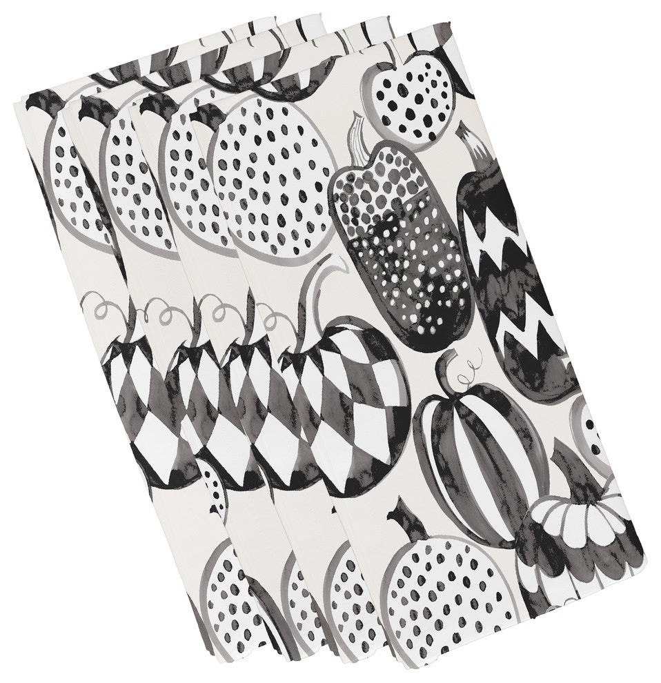 Pumpkins Galore 19" Cream Halloween Print Napkin, Set of 4