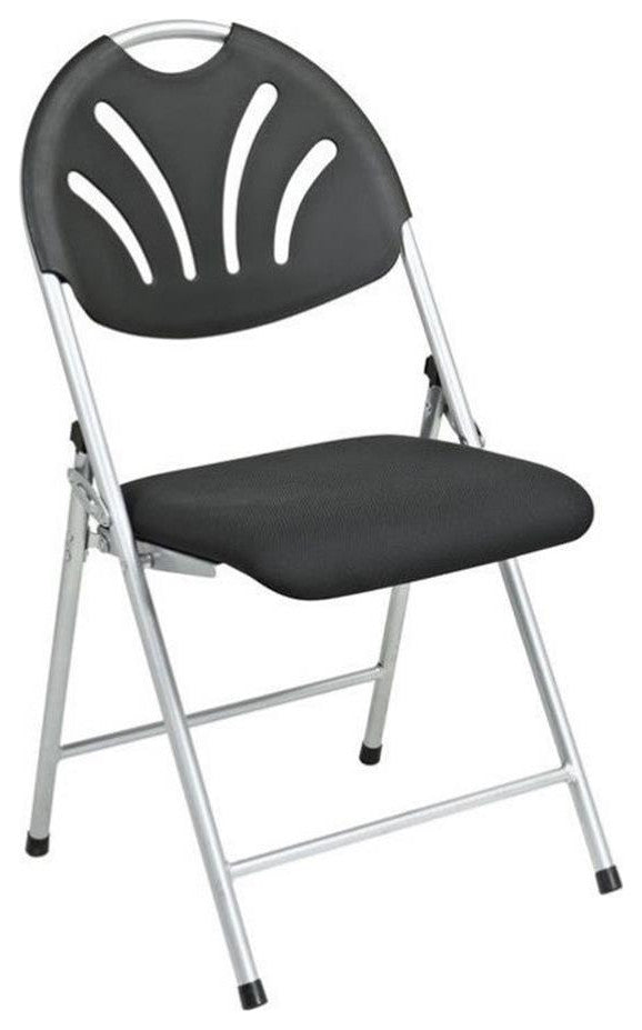 Set of 4 Plastic Folding Chair in Black and Silver