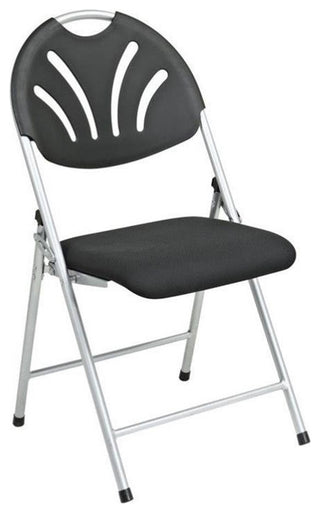 Set of 4 Plastic Folding Chair in Black and Silver