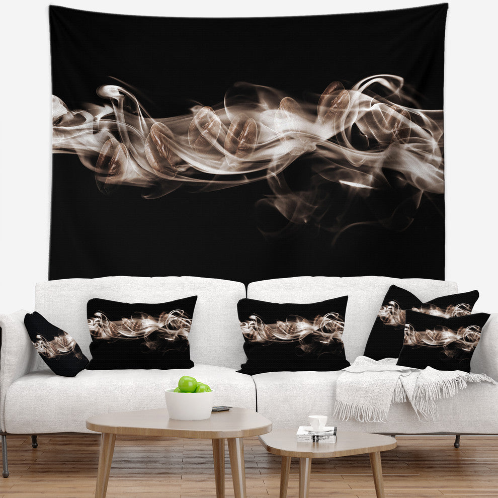 Fractal White Smoke Contemporary Wall Tapestry, 39"x32"