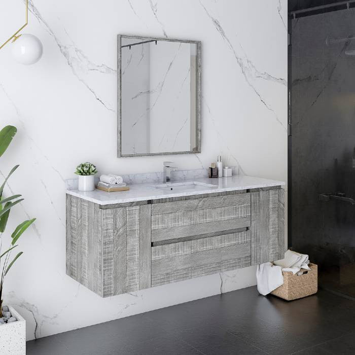 Fresca Formosa 54" Ash Wall Hung Single Sink Modern Vanity Set, Faucet Fft1030bn