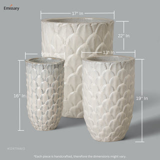Pinecone Planter, Antq Wt Medium 12.5x19H