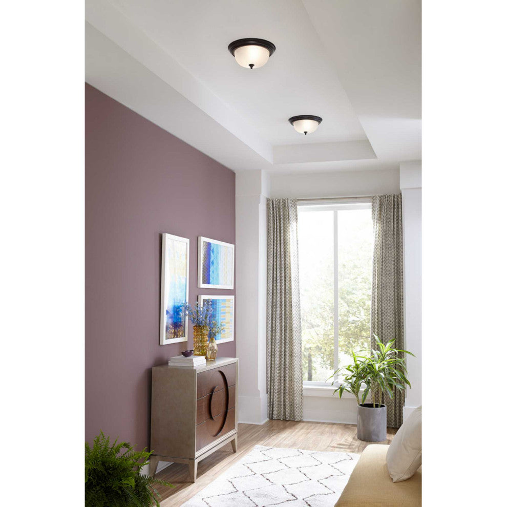 2-Light Close-To-Ceiling, Antique Bronze