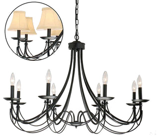 Iris 8-light Antique Black Iron Chandelier