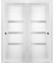 Sliding Closet Glass Bypass Doors / Sete 6900 White Silk / Rails, 56" X 96" ( 2* 28x96)
