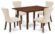 5Pc Dinette Set - 4 Chairs, Butterfly Leaf Table Solid Wood Frame, Mahogany