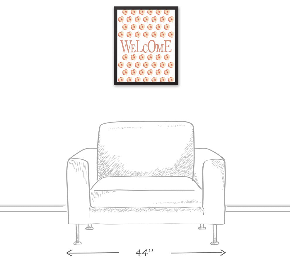 Welcome Peach Caps Framed Canvas 16x20 Black Framed Canvas