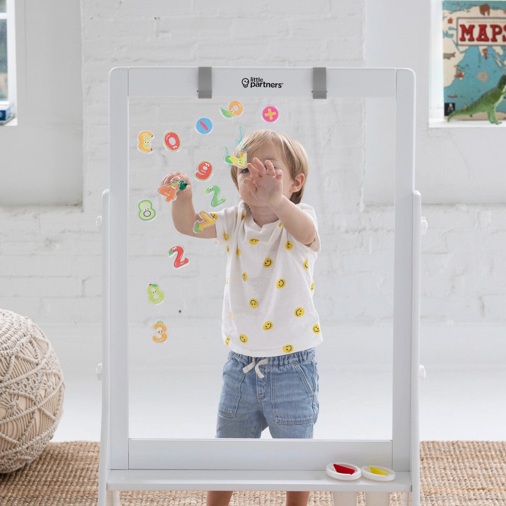Little Partners Peek-A-Boo Adjustable Height Art Easel, Soft White