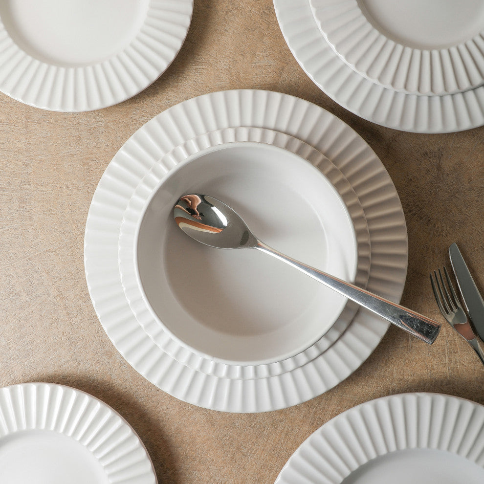Christian Siriano Lusso Stoneware 16 Piece Dinnerware Set, White