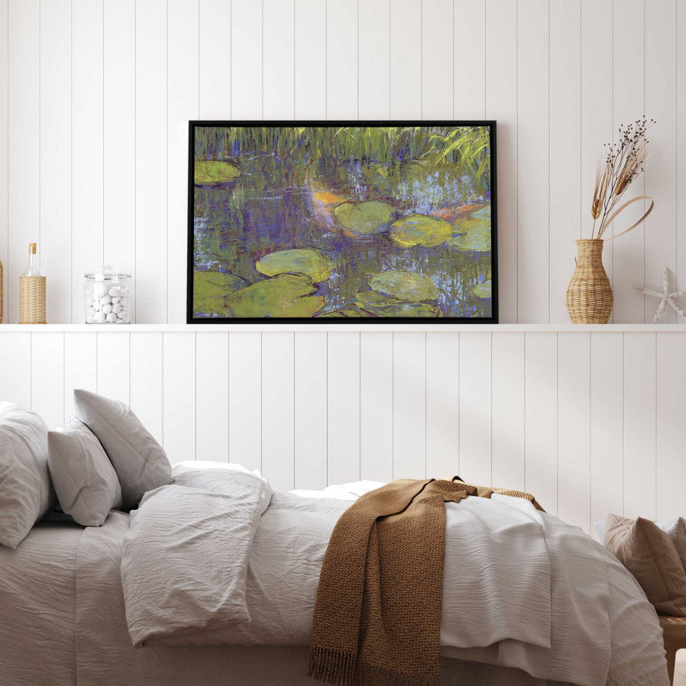"Game of Shadows" - A Reflective Pond's Serene Art Canvas