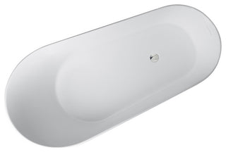 67 in. W Solid Surface Freestanding Flatbottom Soaking Bathtub in Matte White