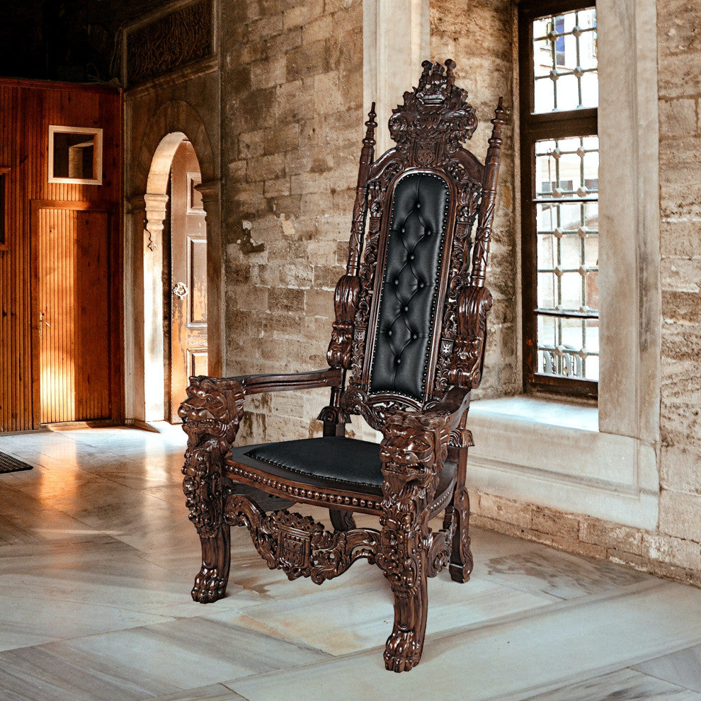 Lord Raffles Throne WithFaux Black Leather