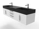 CastelloUSA Amazon 72" Wall Mounted Vanity Set, White, Black Top, Chrome Handles