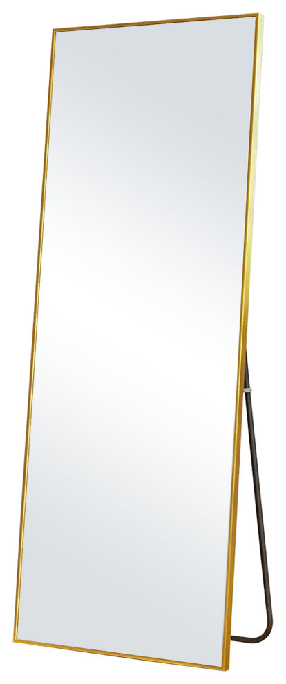 Easly Aluminum Alloy Framed Rectangular Floor Mirror, Gold, 20x63