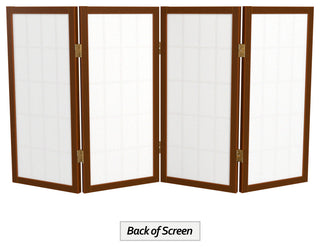 2' Tall Desktop Window Pane Shoji Screen, Walnut, 4 Panels