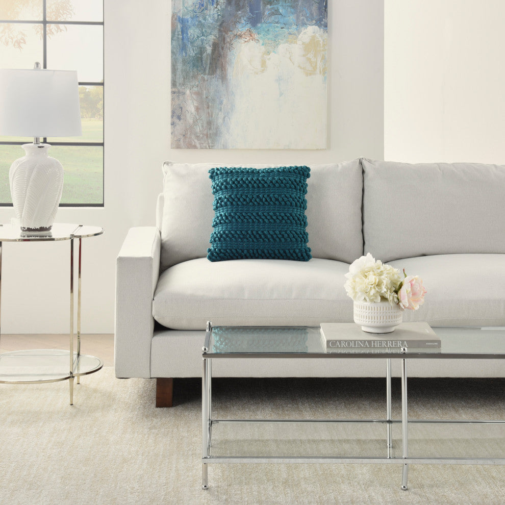 Mina Victory DC827 Throw Pillow, Teal, 17"X17"