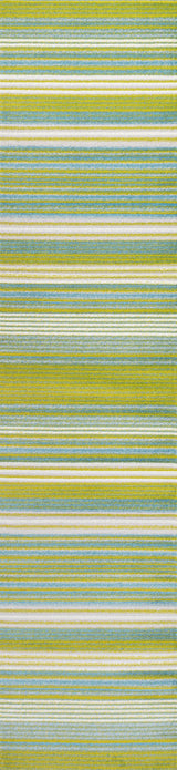 Duxbury Gradient Ticking Striped Green/Blue 2'x8' Runner Rug