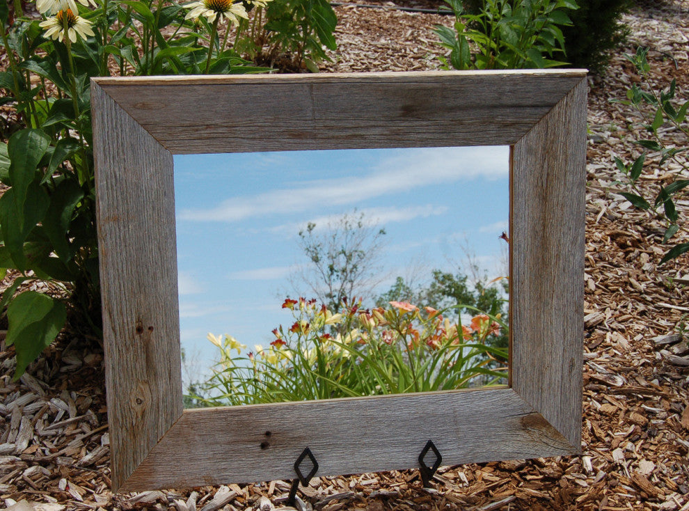 Rustic Mirror, Aspen Style With Beveled Barnwood Edge, 16"x20"
