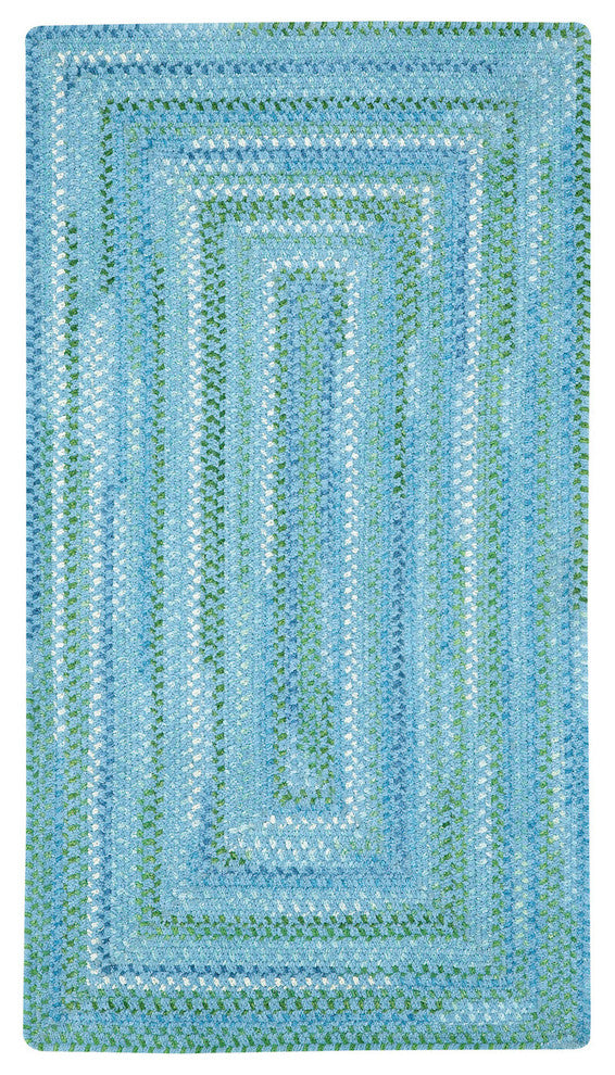 Waterway Concentric Braided Rectangle Rug, Blue, 2'x3'