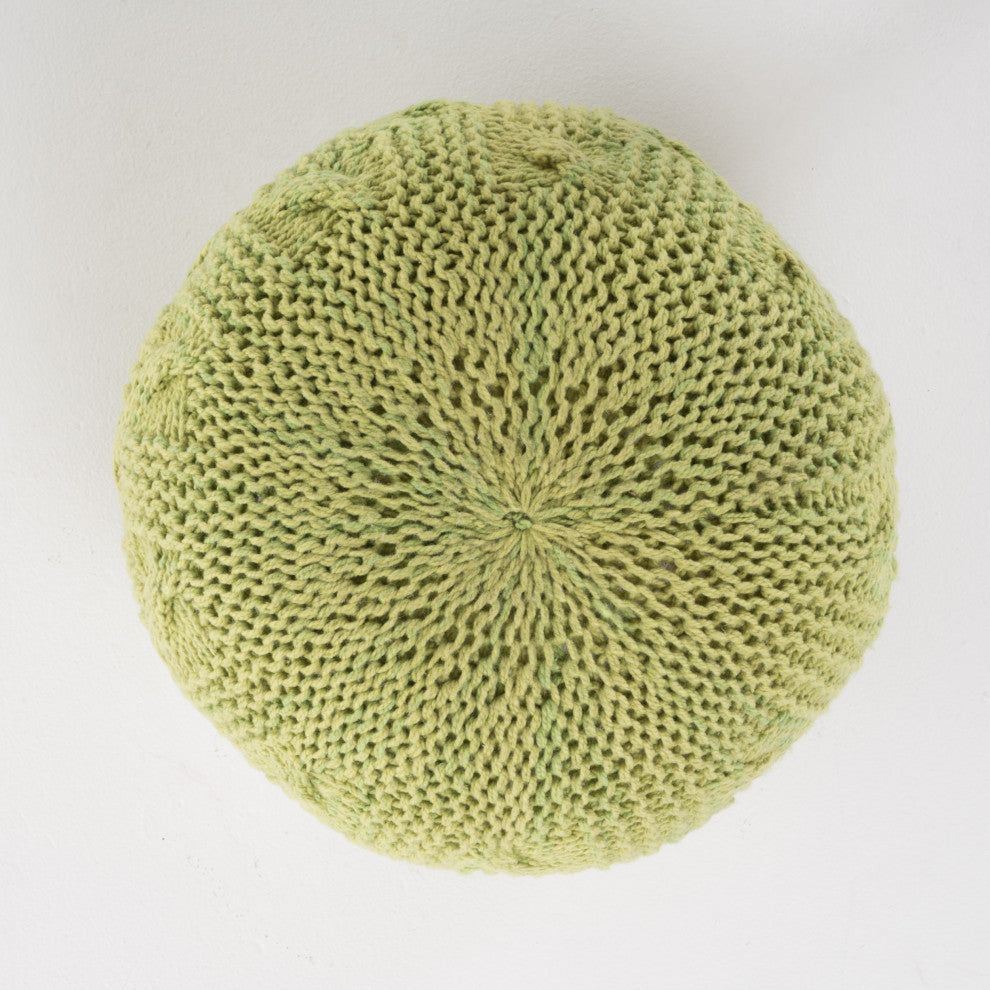 GDF Studio Dahlia Indoor Handcrafted Modern Fabric Weave Pouf, Lime