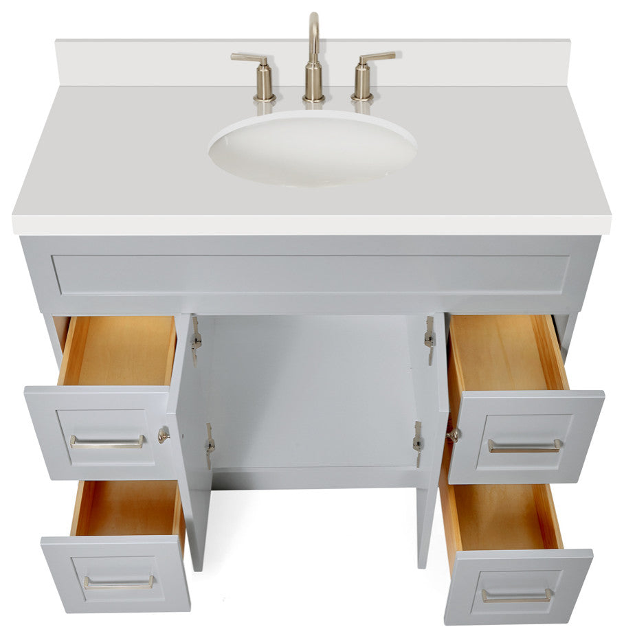 Ariel Hamlet 43" Oval Sink Bath Vanity, 1.5" White Quartz