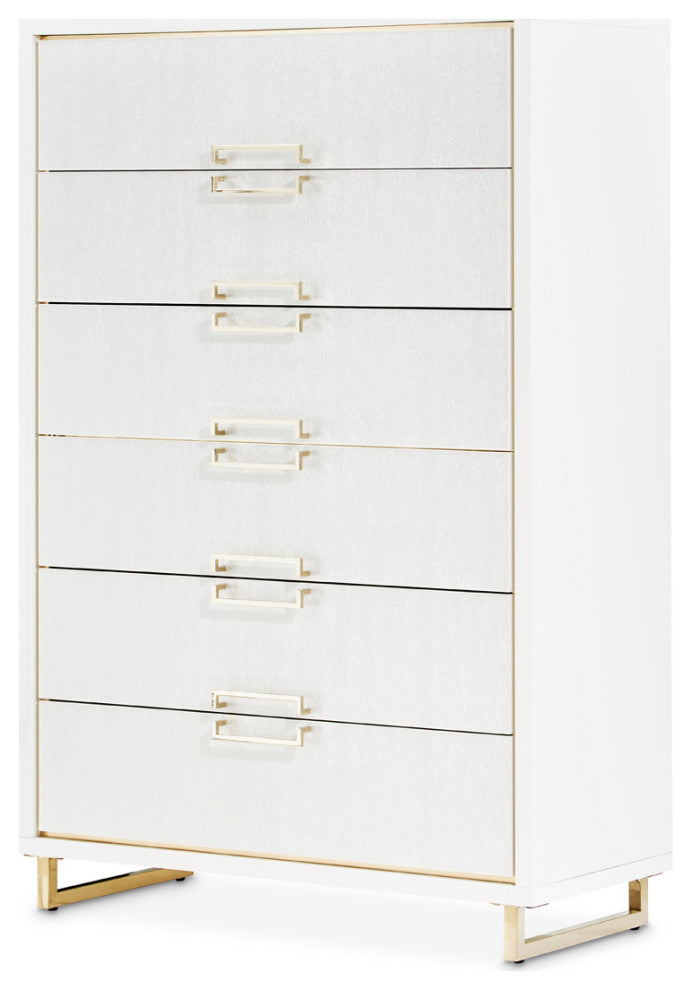 Palm Gate 6-Drawer Chest, Cloud White