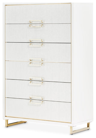 Palm Gate 6-Drawer Chest, Cloud White