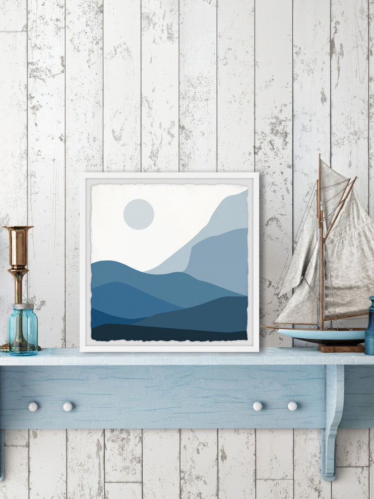 "Lush Blue Mountains" Framed Painting Print, 18x18