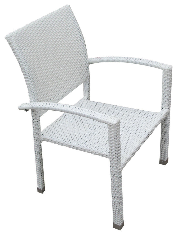Modern Contemporary Outdoor Patio Dining Chair Set of 2 White Rattan Wicker
