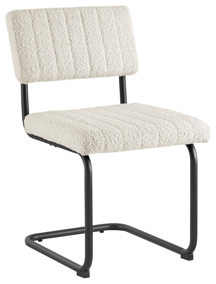 Parity Boucle Dining Side Chairs, Set of 2, Black Ivory