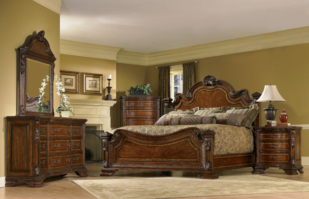 Old World Estate Bed - Medium Cherry, King